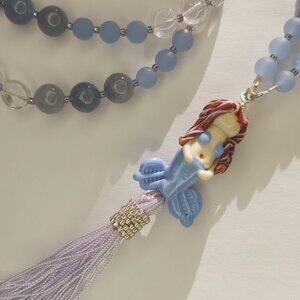 Lampwork Glass Mermaid Mala (light purple)